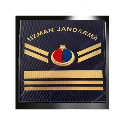 Uzman Jandarma 6 Kademeli Çavuş Asayiş 3D Plastik Rütbe, Çift, 2025 Yeni Tip Cırtlı, Standart Ölçü,