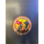 Türk Balası Kurt Olur Bastığı Yer Yurt Olur, Yuvarlak Patch Cırtlı 7 cm 3D Plastik
