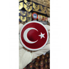  "Yuvarlak beyaz kenarlı türk bayrağı 7cm" Atatürk patch Arma 9.5 cm 3d, 2025 Yeni Model Tip Cırtlı,