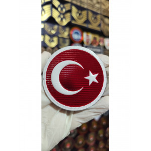  "Yuvarlak beyaz kenarlı türk bayrağı 7cm" Atatürk patch Arma 9.5 cm 3d, 2025 Yeni Model Tip Cırtlı,