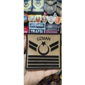 Çukurova Ütü Bizon Derisinden Uzman Çavuş 4 Kademeli Kol Rütbe 9 cm x 9 cm Cırtlı 2 Adet (Komando,