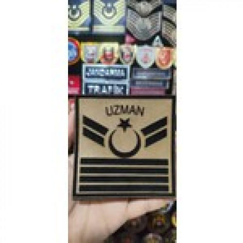 Çukurova Ütü Bizon Derisinden Uzman Çavuş 4 Kademeli Kol Rütbe 9 cm x 9 cm Cırtlı 2 Adet (Komando,