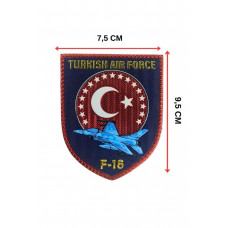 Turkish Air Force F-16 Patch Arması 3D Plastik TPU, Yeni Tip, Cırtlı, Standart Ölçü, 1.sınıf Kalite