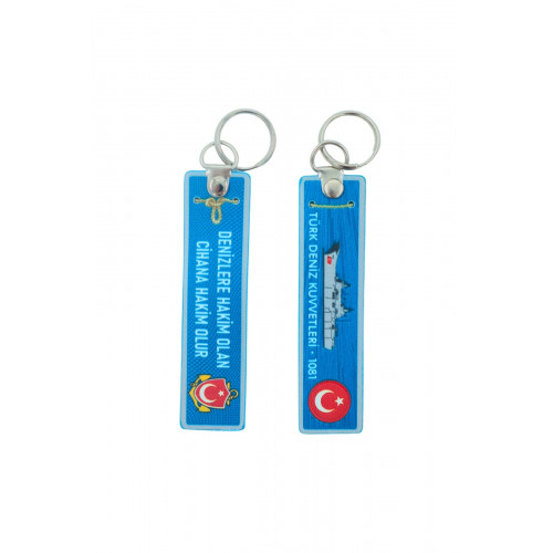 “Denizlere Hakim Olan Dünyaya Hakim Olur” Deniz Kuvvetleri Çift Taraflı Anahtarlık 3d, (12CM x 3cm)