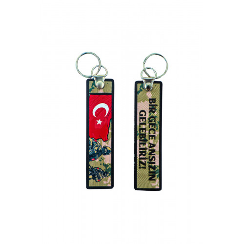  “Bir Gece Ansızın Gelebiliriz” Çift Taraflı Anahtarlık 3D, (12 cm x 3 cm)