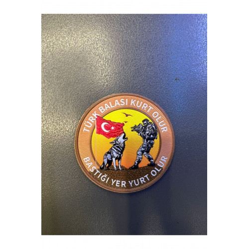 Vatan Namustur, Yuvarlak Patch Cırtlı 7 cm 3d Plastik