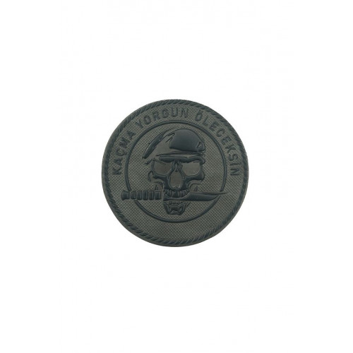  "Kaçma Yorgun Öleceksin " Kuru Kafa Siyah patch Arma 7 cm 3d, 2025 Yeni Model Tip Cırtlı,