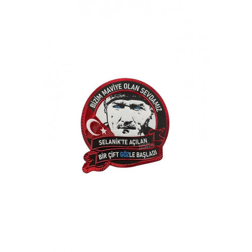 "Bizim Maviye Olan Sevdamız" Atatürk patch Arma 9.5 cm 3d, 2025 Yeni Model Tip Cırtlı, 1.sınıf