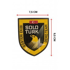 "SoloTürk Gösteri Ekibi" patch Arma 9.5 cm 3d, 2025 Yeni Model Tip Cırtlı,